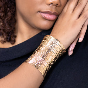 Afrikaanse stijl Bangle armband sieraad - Bloemen - Goud