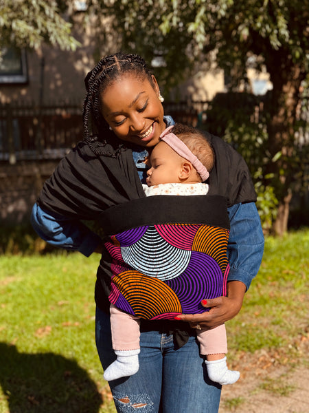 Afrikaanse Print Draagdoek / Draagzak / baby wrap / baby sling - Oranje & Paars Concentric Circle Design
