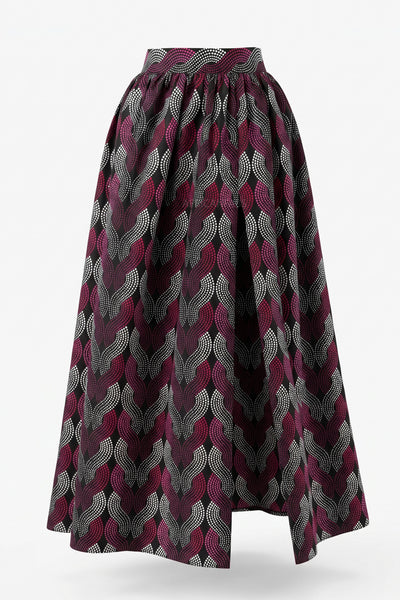 Afrikaanse print maxi rok - Verstelbare split - Paars Wit Dots