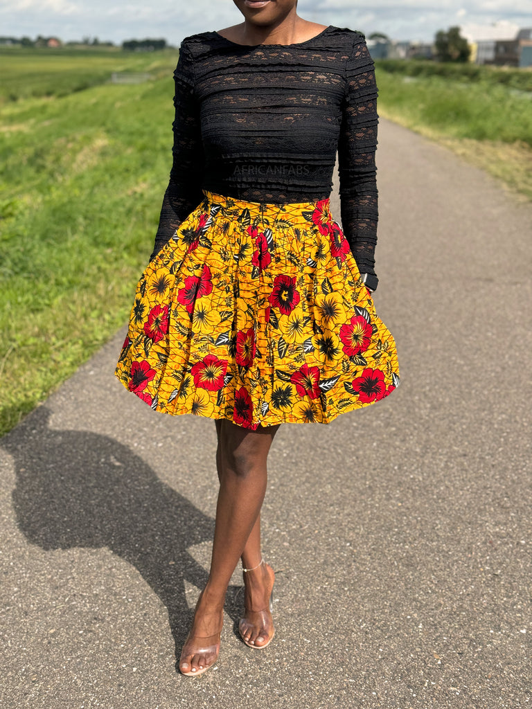 Allegra K Dames minirok schattige hoge taille zomer bloemen ruches Allegra K Dames minirok schattige hoge taille zomer bloemen ruches
