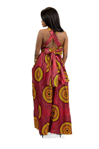 Afrikaanse print Rode Dotted Patterns Infinity Multiway Maxi Jurk