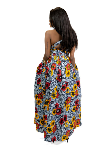 Afrikaanse print Gelb Flowers Infinity Multiway Maxi Jurk