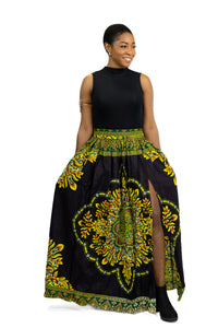 Afrikaanse print maxi rok - Zwarte Java Design