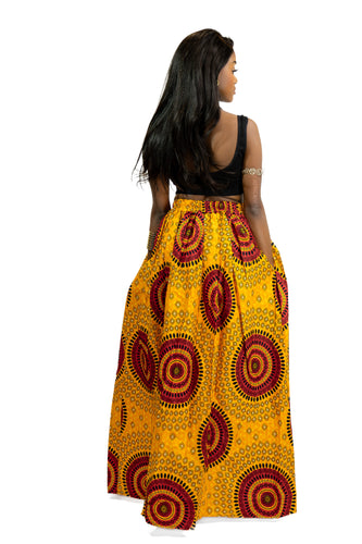 Afrikaanse print maxi rok - Oranje Dotted Patterns