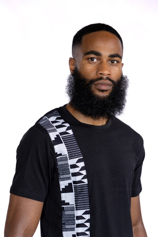 T-shirt met Afrikaanse print details - Black / white kente band