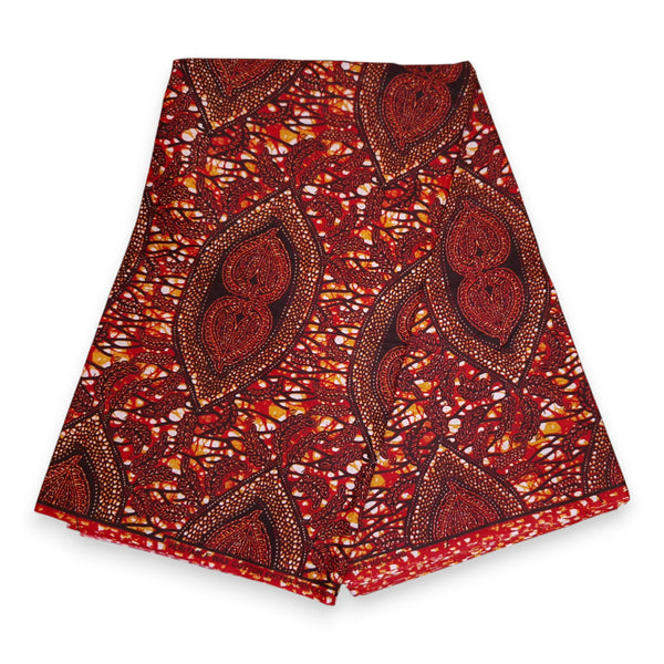 Afrikaanse print stof - Bruin Brons Hidden-Leaf-Relic - 100% katoen