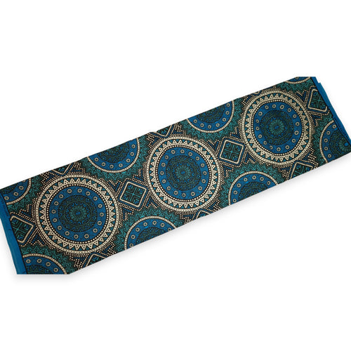 Afrikaanse wax print stof - Blauw en Petrol Sacred Circle Patterns - 100% katoen