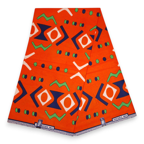 Afrikaanse stof - Oranje Bogolan - 100% katoen