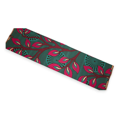 Afrikaanse wax print stof - Groen Roze Radiant Leaf Orbit - 100% katoen
