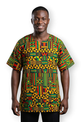 Zwart Geel Kente Dashiki Shirt / Dashiki Jurk - Afrikaans shirt - Unisex