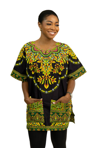 Zwart Dashiki Shirt / Dashiki Jurk - Afrikaans shirt - Unisex