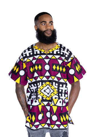 Paarse Samakaka Dashiki Shirt / Dashiki Jurk - Afrikaans shirt - Unisex