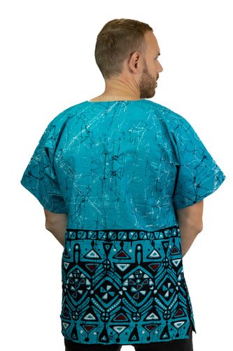 Turquoise Kampala Dashiki Shirt / Dashiki Jurk - Afrikaans shirt - Unisex