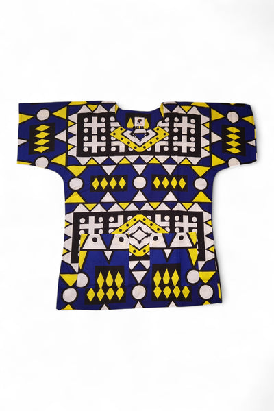 Blauw Geel Samakaka Dashiki Shirt / Dashiki Jurk - Afrikaans shirt - Unisex