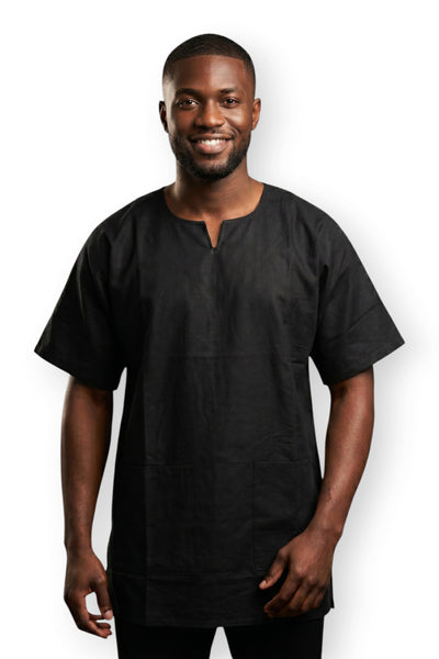Zwart Plain Dashiki Shirt / Dashiki Jurk - Afrikaans shirt - Unisex