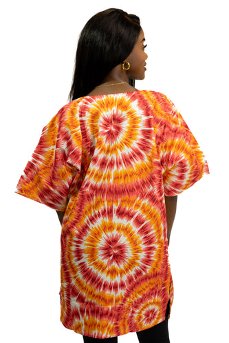 Oranje Tie-dye Dashiki Shirt / Dashiki Jurk - Afrikaans shirt - Unisex