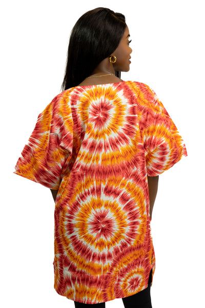 Oranje Tie-dye Dashiki Shirt / Dashiki Jurk - Afrikaans shirt - Unisex