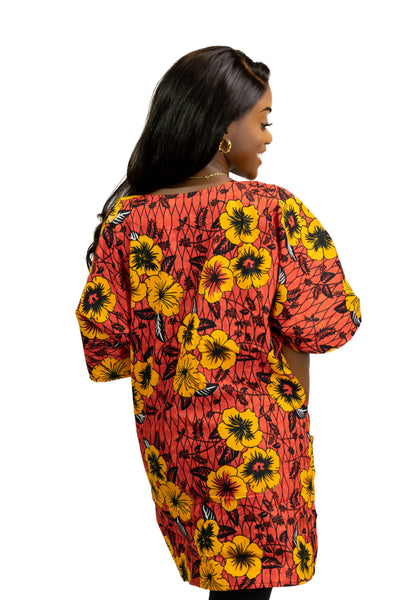 Rode Flowers Dashiki Shirt / Dashiki Jurk - Afrikaans shirt - Unisex