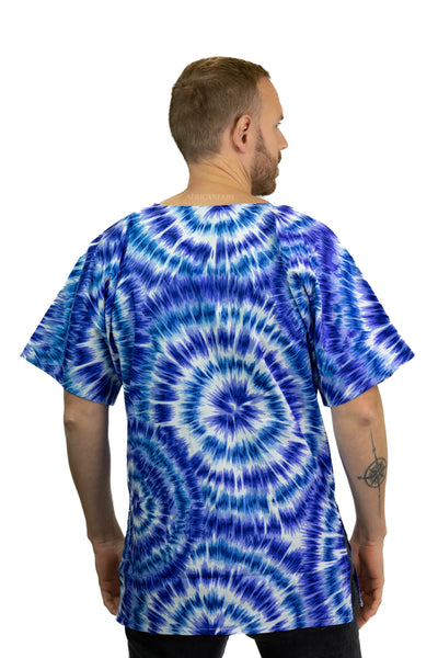 Blauwe Tie Dye Dashiki Shirt / Dashiki Jurk - Afrikaans shirt - Unisex