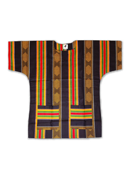 Zwarte Pan African Kente Dashiki Shirt / Dashiki Jurk - Afrikaans shirt - Unisex