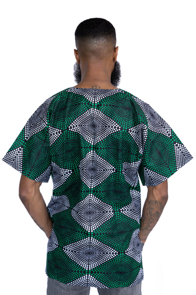 Groene Diamonds Dashiki Shirt / Dashiki Jurk - Afrikaans shirt - Unisex