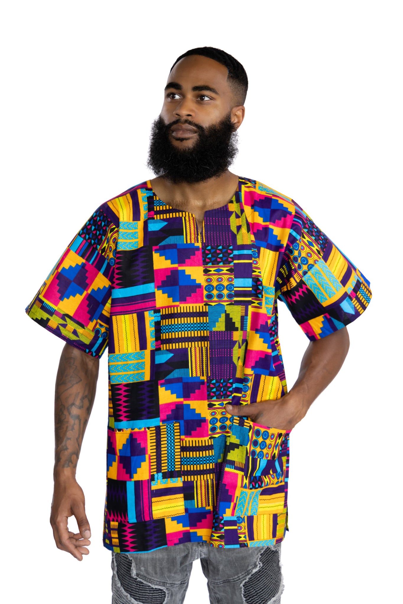 Multicolor kente  Dashiki Shirt / Dashiki Jurk - Afrikaans shirt - Unisex