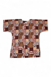 Bruin Bogolan Mosaic Dashiki Shirt / Dashiki Jurk - Afrikaans shirt - Unisex
