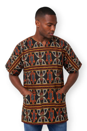 Zwart Rood Toghu Bamenda Cameroon Dashiki Shirt / Dashiki Jurk - Afrikaans shirt - Unisex