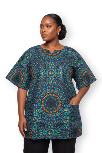 Turkoois Paars Ocean Eye Dashiki Shirt / Dashiki Jurk - Afrikaans shirt - Unisex