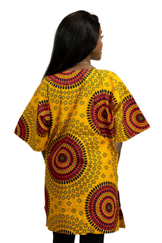 Oranje Dotted Patterns Dashiki Shirt / Dashiki Jurk - Afrikaans shirt - Unisex