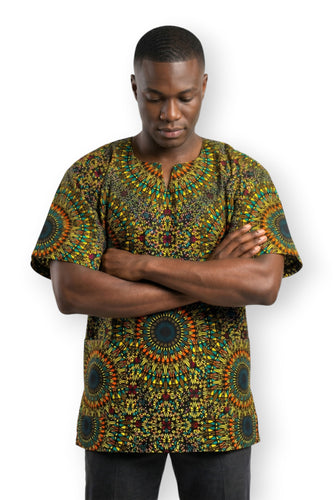 Geel Groen Sunburst Dashiki Shirt / Dashiki Jurk - Afrikaans shirt - Unisex