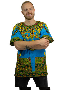 Blauwe Dashiki Shirt / Dashiki Jurk - Afrikaans shirt - Unisex