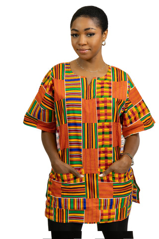 Multicolor Kente Dashiki Shirt / Dashiki Jurk - Afrikaans shirt - Unisex