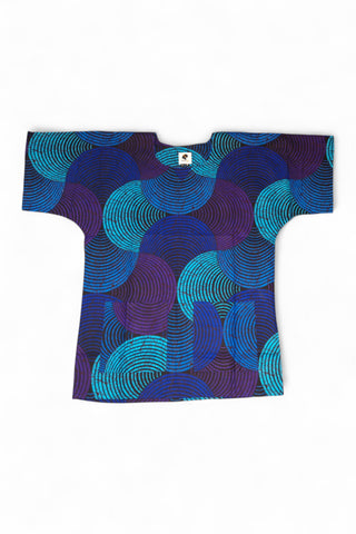 Blauw & Turquoise Concentric Circle Design Dashiki Shirt / Dashiki Jurk - Afrikaans shirt - Unisex