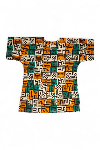 Zeegroen & Geel-oranje Kuba Blocks Dashiki Shirt / Dashiki Jurk - Afrikaans shirt - Unisex