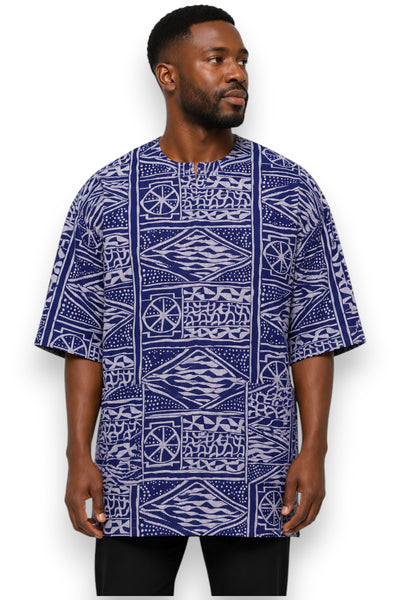 Blauw Ndop Cameroon Dashiki Shirt / Dashiki Jurk - Afrikaans shirt - Unisex