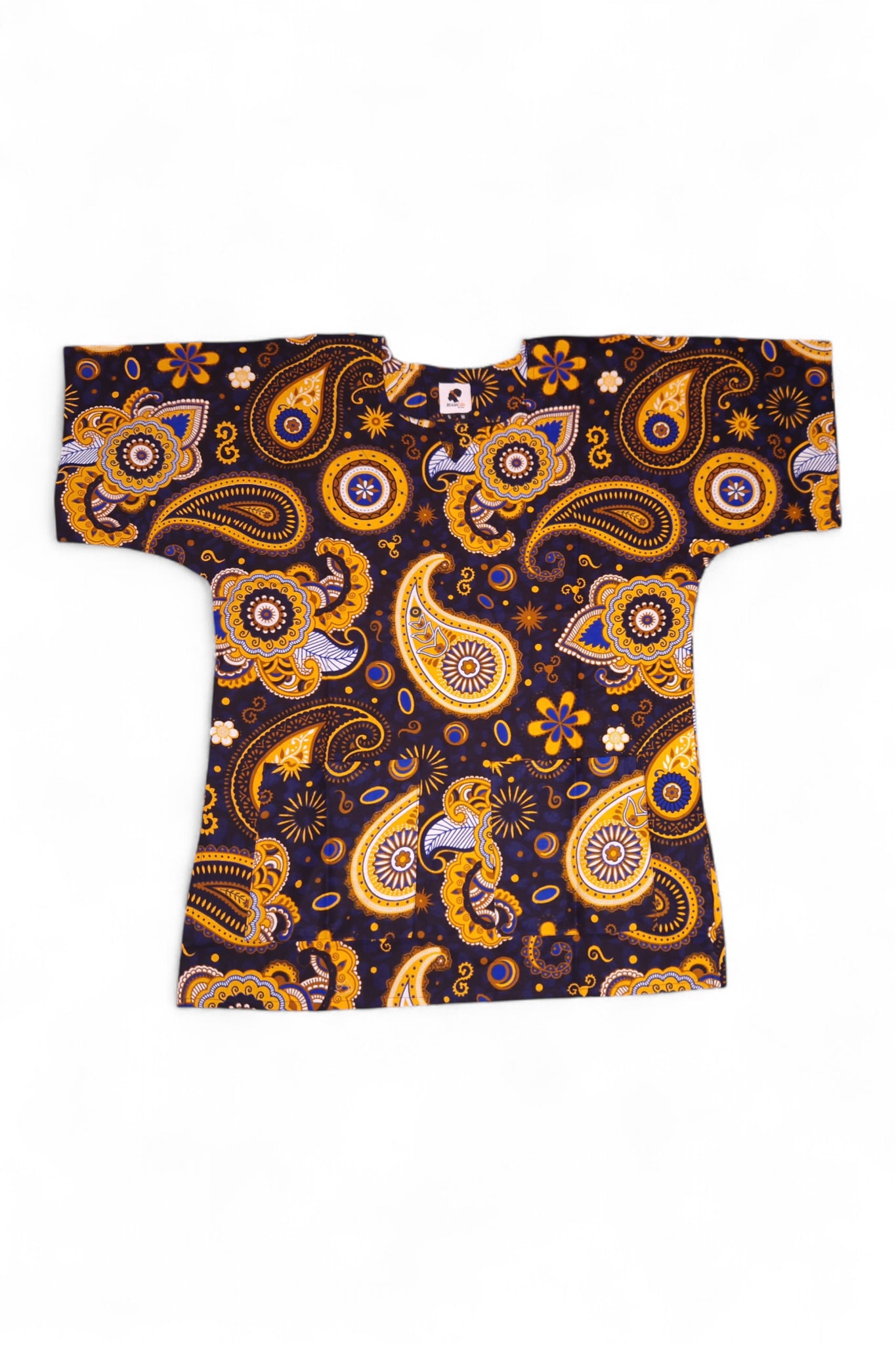 Marineblauw Geel Paisley Dashiki Shirt / Dashiki Jurk - Afrikaans shirt - Unisex
