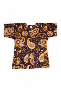 Marineblauw Geel Paisley Dashiki Shirt / Dashiki Jurk - Afrikaans shirt - Unisex