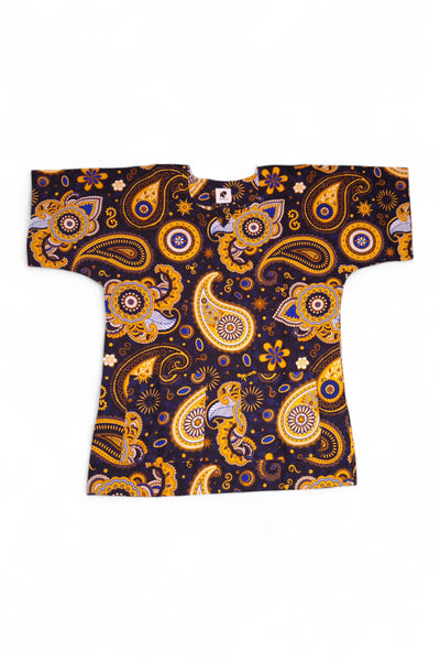 Marineblauw Geel Paisley Dashiki Shirt / Dashiki Jurk - Afrikaans shirt - Unisex