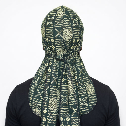 Durag / Du-rag / Do-rag / Bandana - Unisex - Groen Bogolan