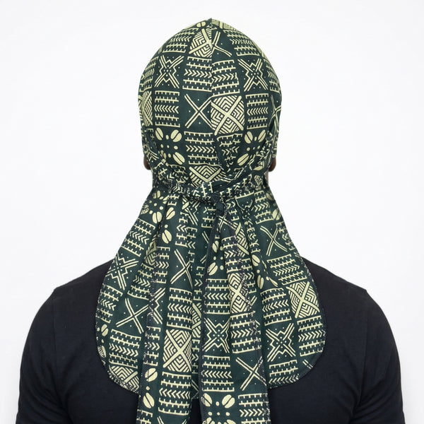 Durag / Du-rag / Do-rag / Bandana - Unisex - Groen Bogolan