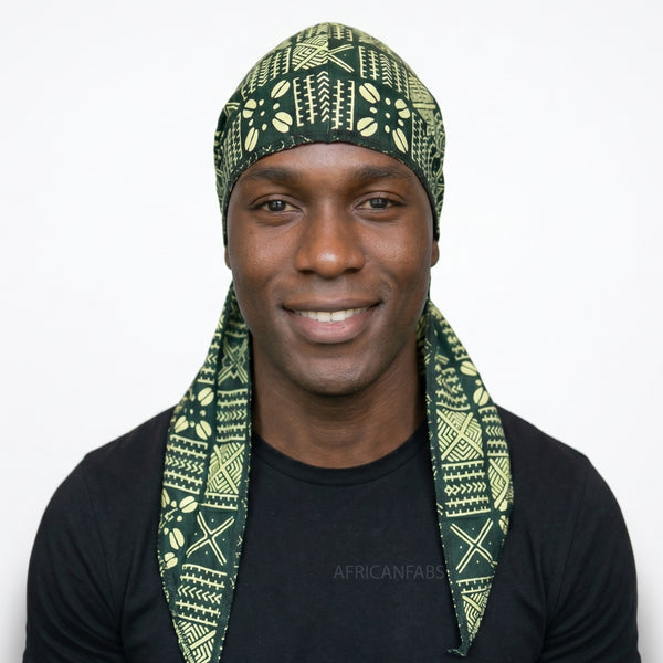 Durag / Du-rag / Do-rag / Bandana - Unisex - Groen Bogolan