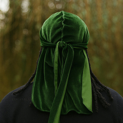 Fluwelen Durag / Velvet Du-rag / Do-rag / Bandana - Unisex - Mos groen