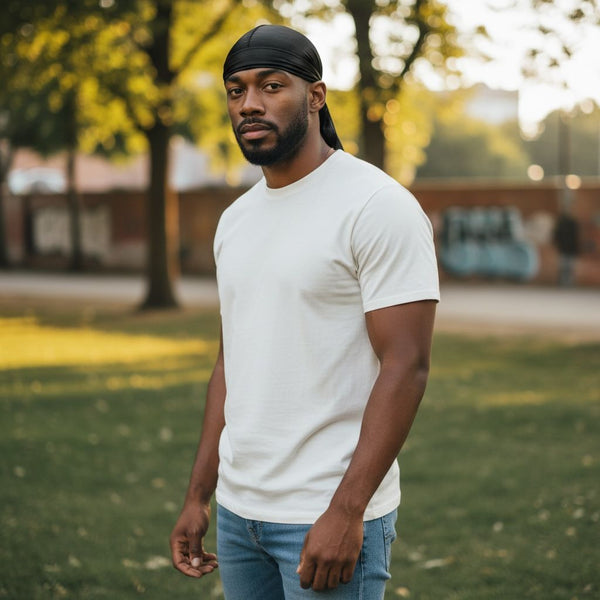 Durag / Du-rag / Do-rag / Bandana Silky - Unisex - Zwart