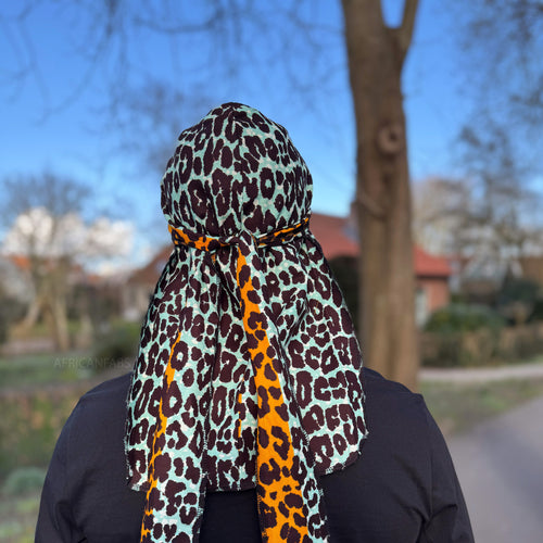 Durag / Du-rag / Do-rag / Bandana - Unisex - Oranje Leopard