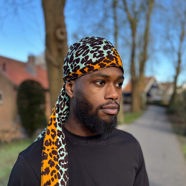 Durag / Du-rag / Do-rag / Bandana - Unisex - Oranje Leopard