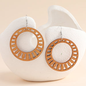 African Print Earrings | Bruin ronde wooden earrings