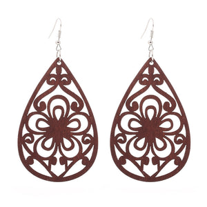 African Print Earrings | Bruine symbool wooden earrings