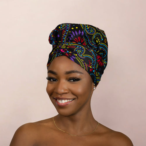 Easy headwrap / hoofddoek - Satijnen binnenkant - Multicolor Paisley