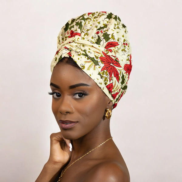 Easy headwrap / hoofddoek - Satijnen binnenkant - crèmekleur